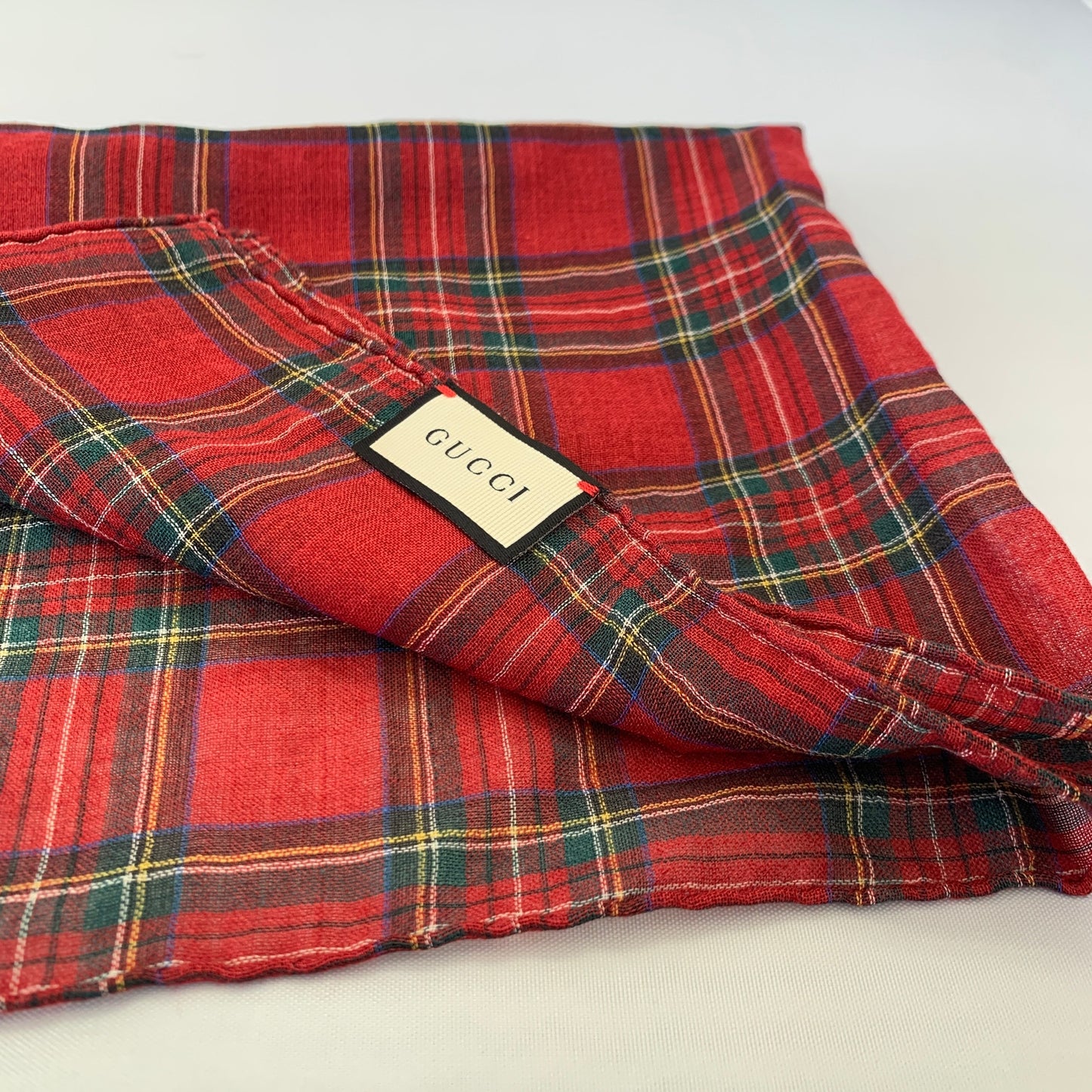 Gucci Plaid Tartan Pocket Square in Red
