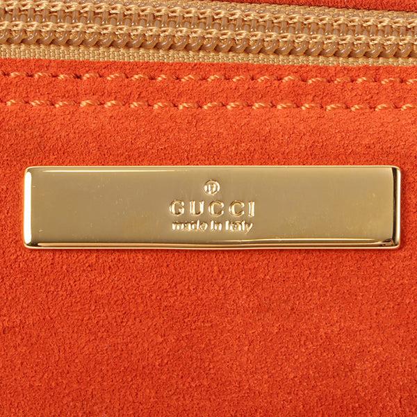 Gucci Suede Logo Plate Top Handle Bag Orange/Brown
