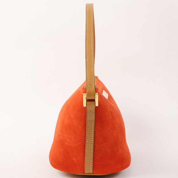 Gucci Suede Logo Plate Top Handle Bag Orange/Brown