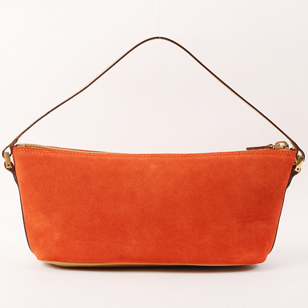 Gucci Suede Logo Plate Top Handle Bag Orange/Brown