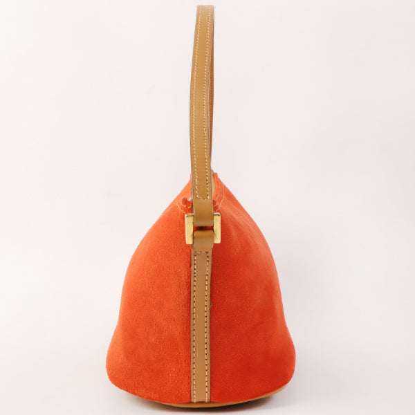 Gucci Suede Logo Plate Top Handle Bag Orange/Brown