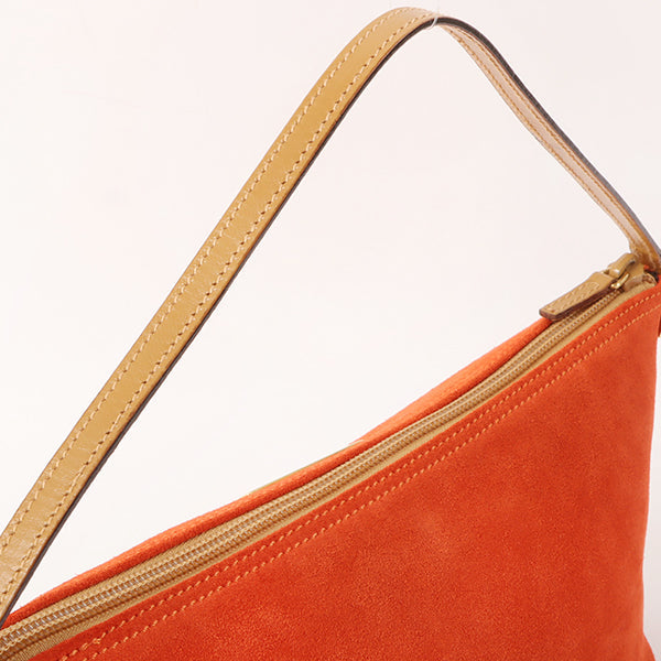 Gucci Suede Logo Plate Top Handle Bag Orange/Brown