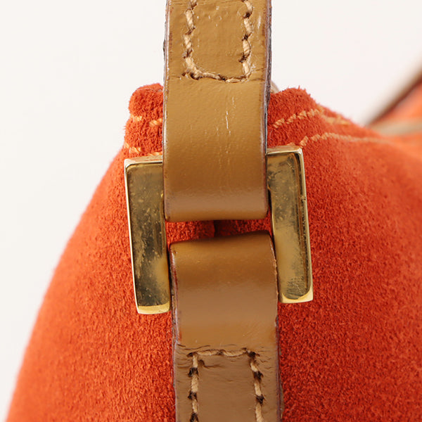 Gucci Suede Logo Plate Top Handle Bag Orange/Brown