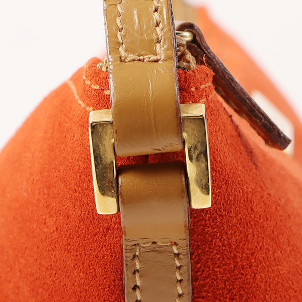 Gucci Suede Logo Plate Top Handle Bag Orange/Brown