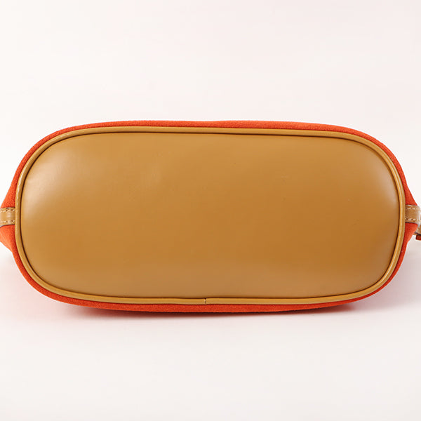 Gucci Suede Logo Plate Top Handle Bag Orange/Brown