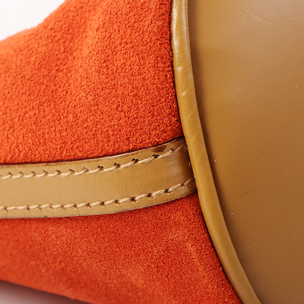 Gucci Suede Logo Plate Top Handle Bag Orange/Brown