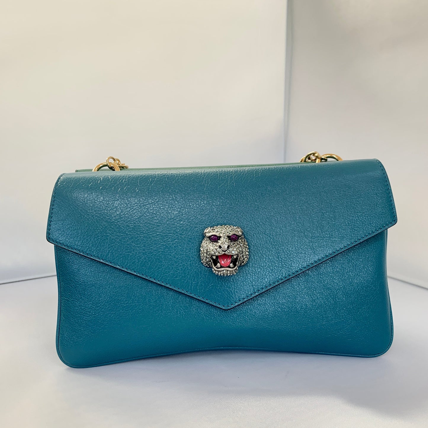 Gucci Thiara Double Envelope Shoulder Bag in Green and Blue