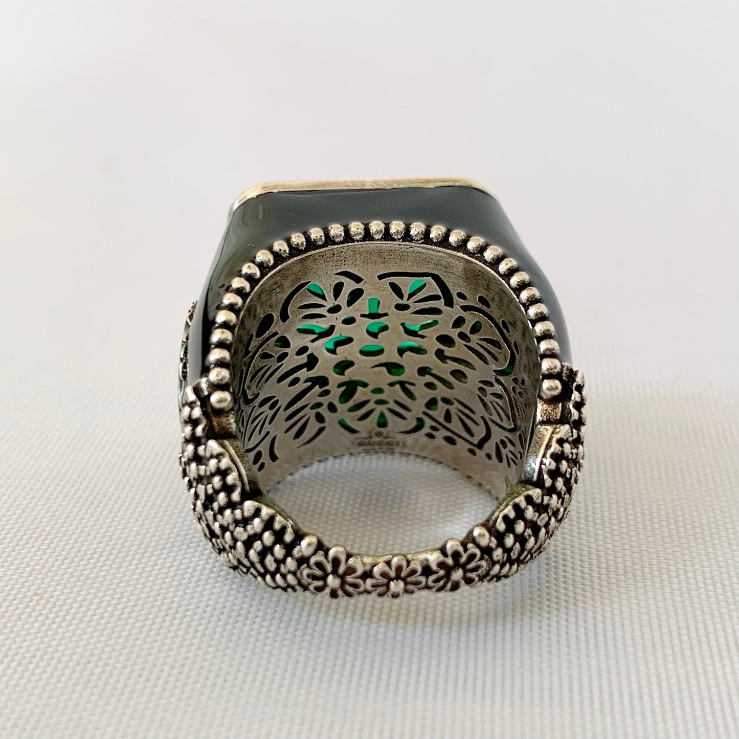Gucci GG Crystal-embellished Signet Ring in Green