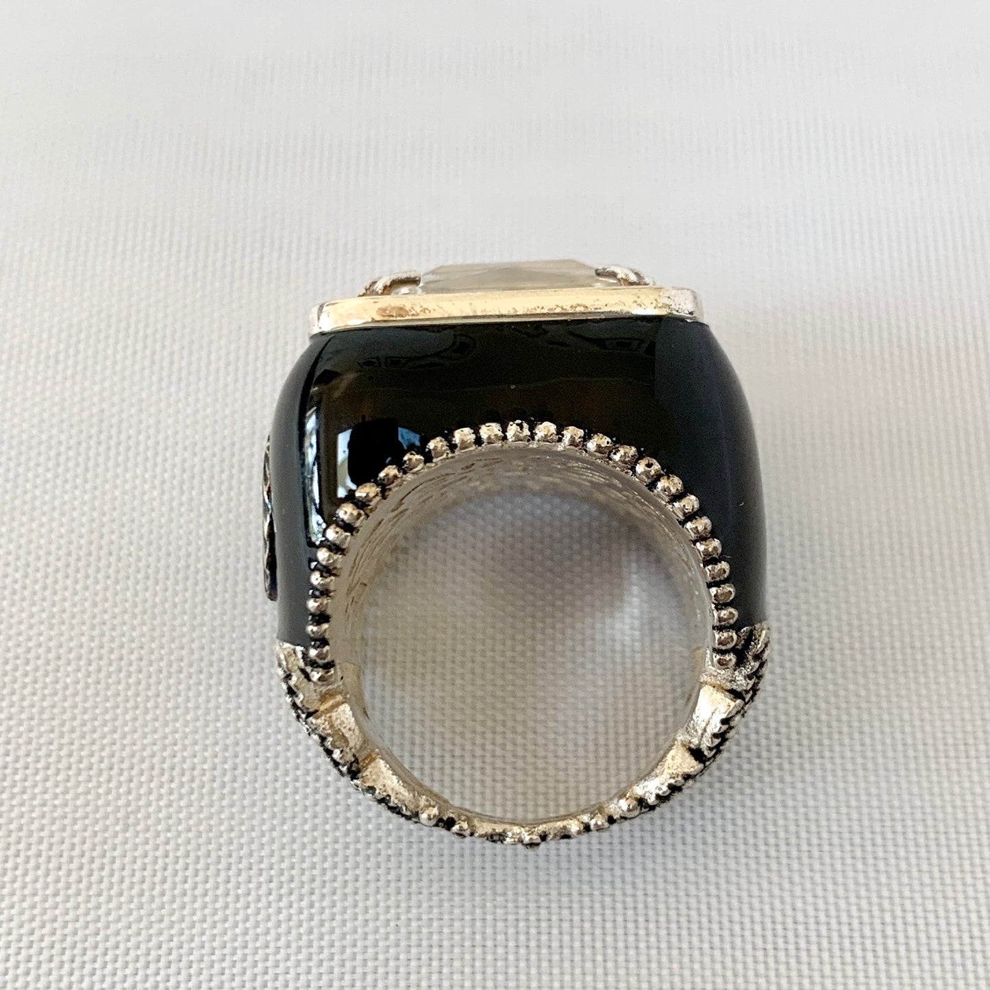 Gucci GG Crystal-embellished Signet Ring in White