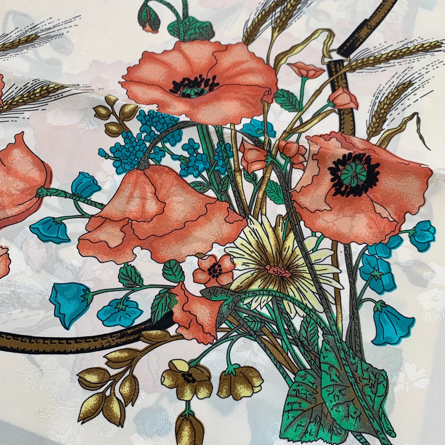Gucci Silk Floral Scarf with Slight Shimmer