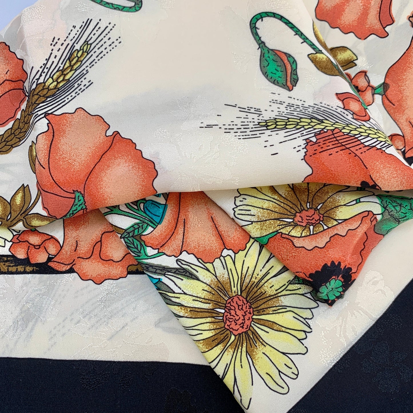 Gucci Silk Floral Scarf with Slight Shimmer