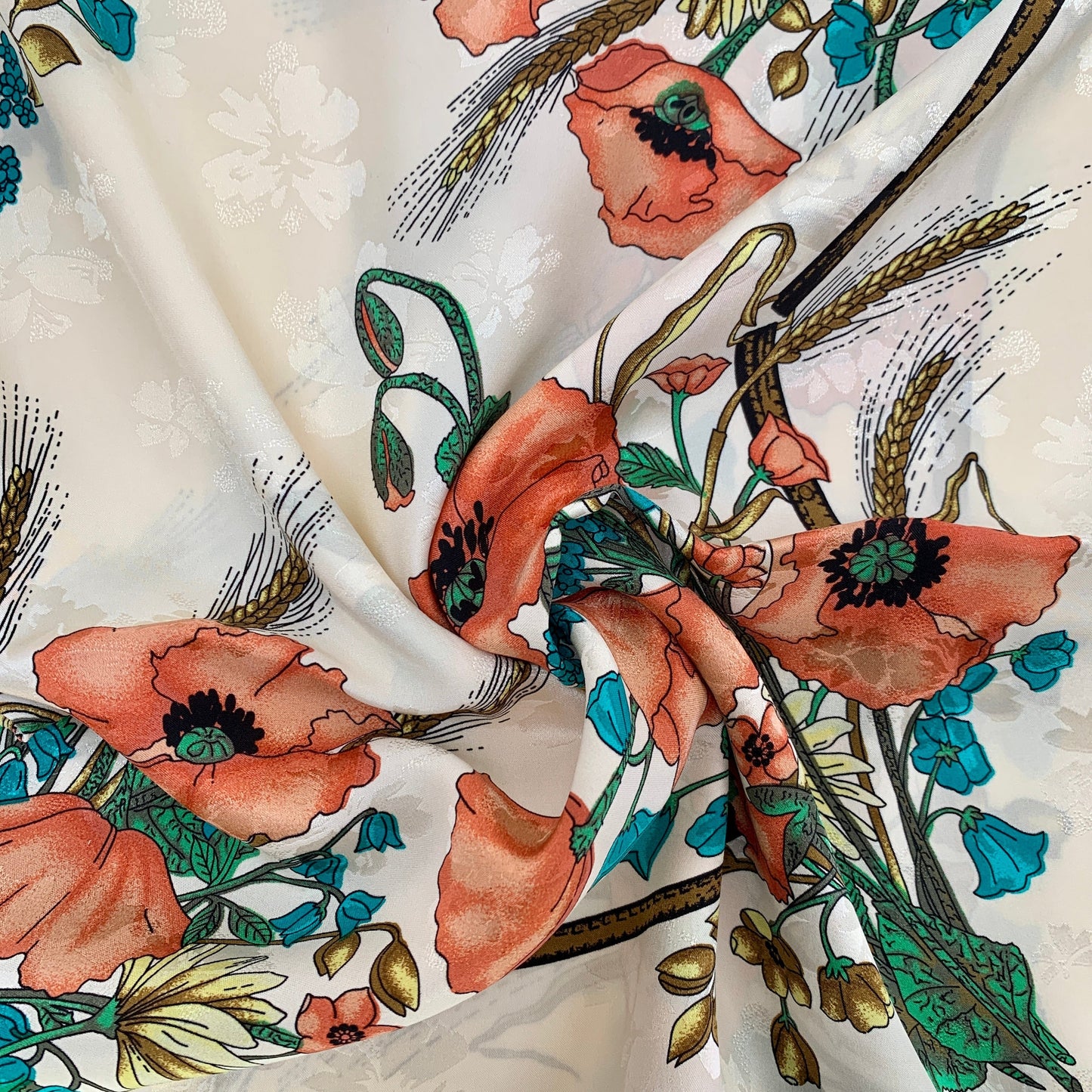 Gucci Silk Floral Scarf with Slight Shimmer