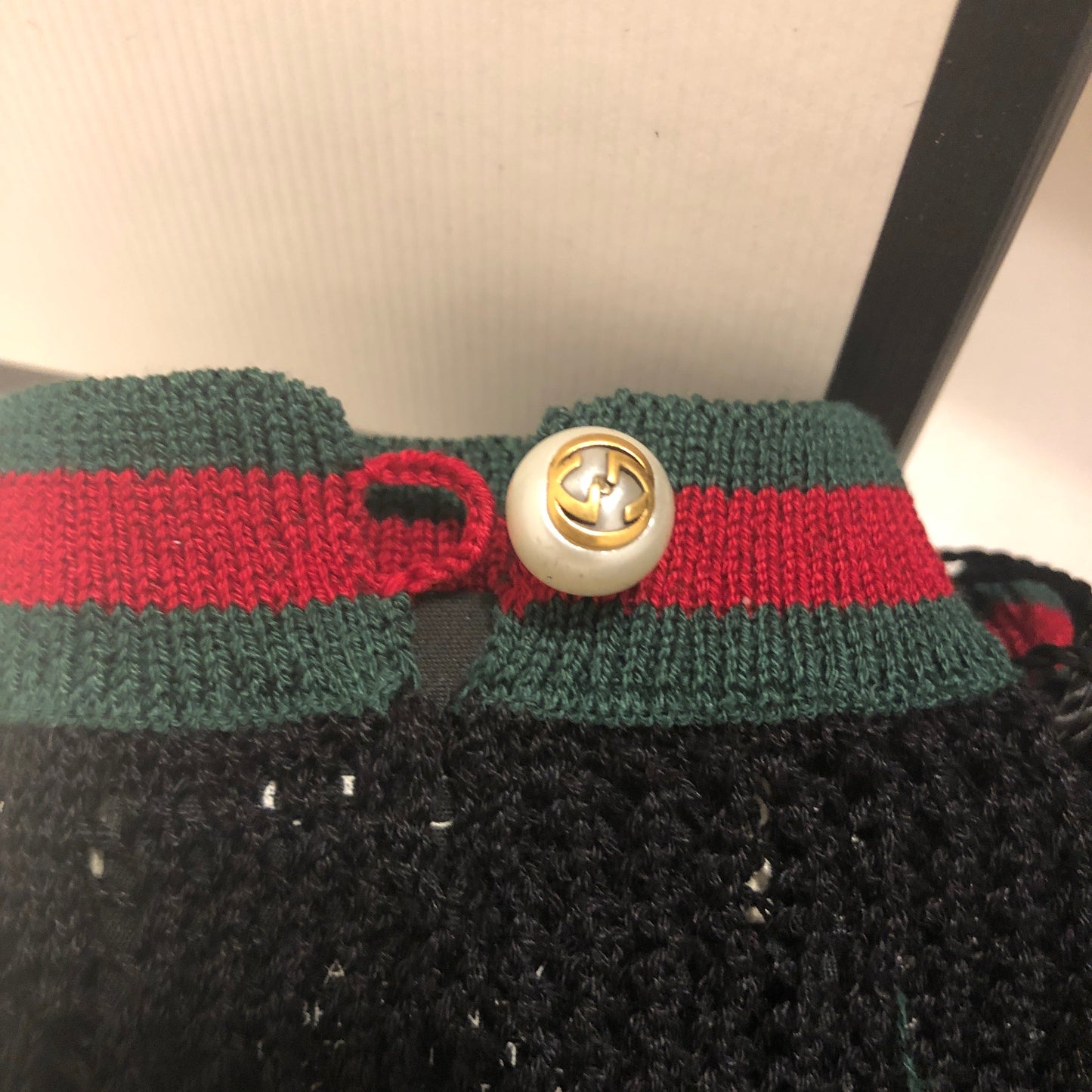Gucci Web Stripe Crochet Gloves in Black