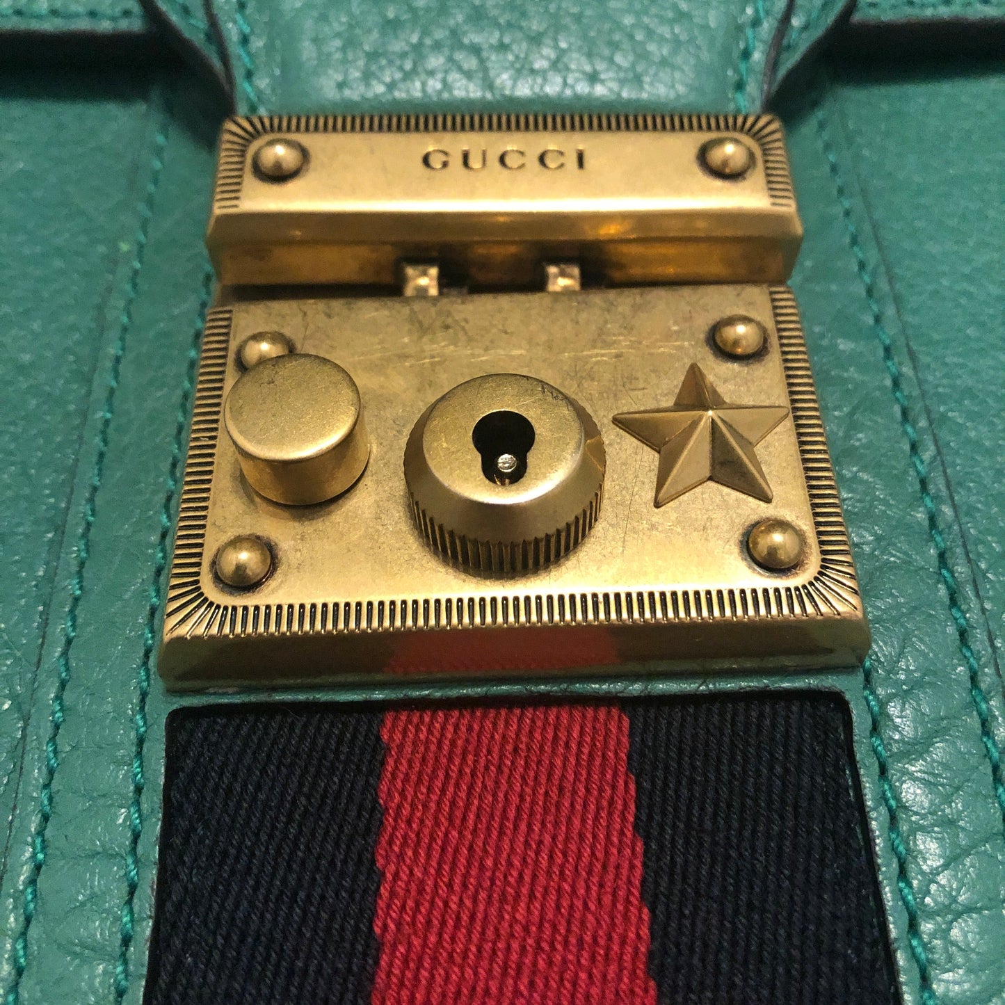 Gucci Messenger Bag with Web in Green