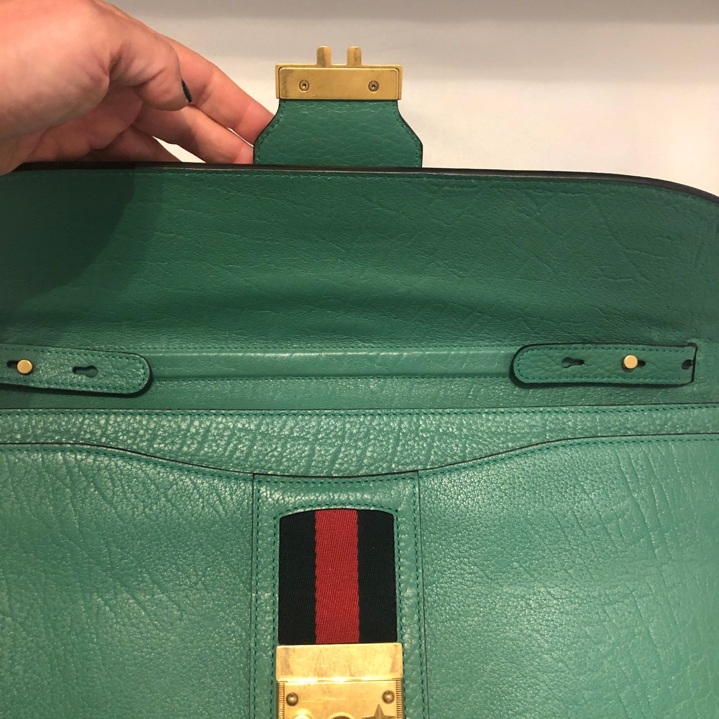 Gucci Messenger Bag with Web in Green