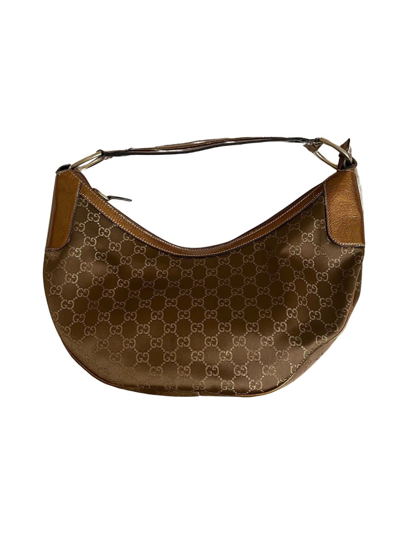 Gucci GG Dark Brown Jacquard & Patent Leather Handbag
