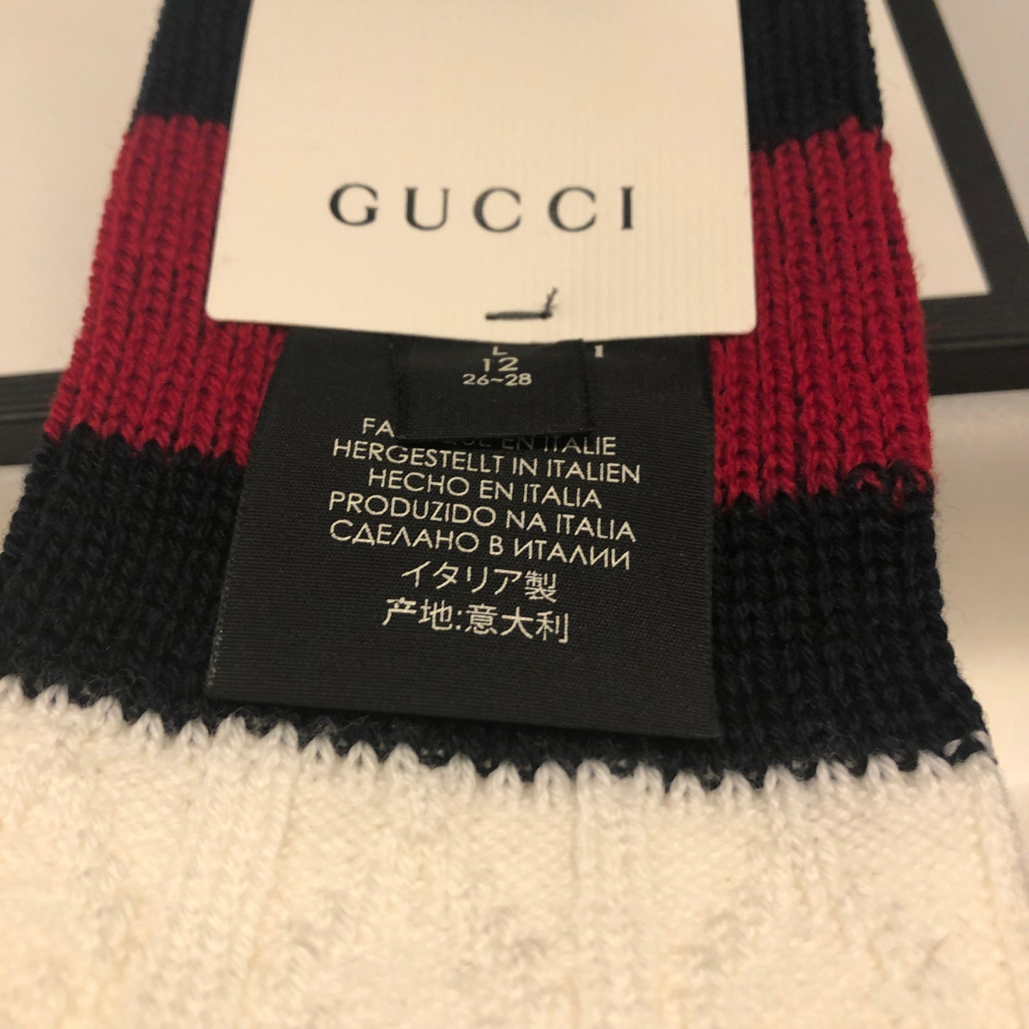 Gucci Wool Knit Socks with Web in White