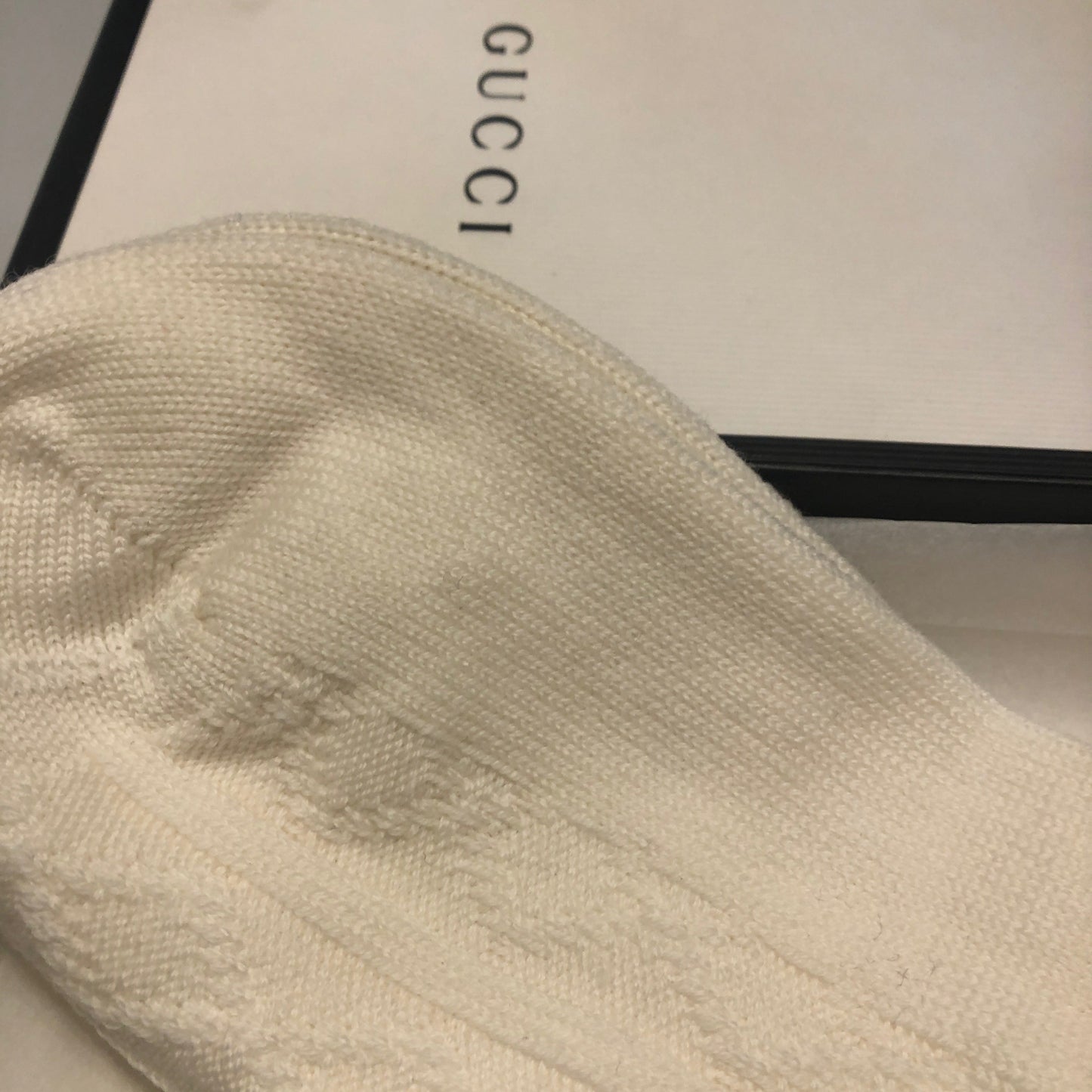 Gucci Wool Knit Socks with Web in White