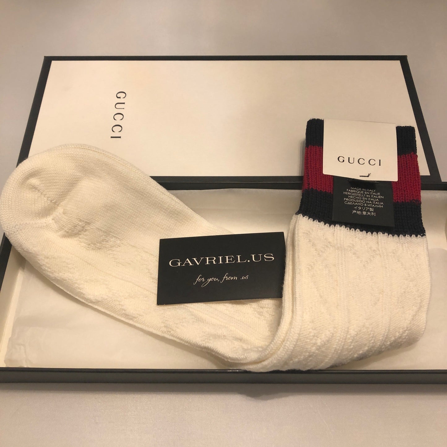 Gucci Wool Knit Socks with Web in White