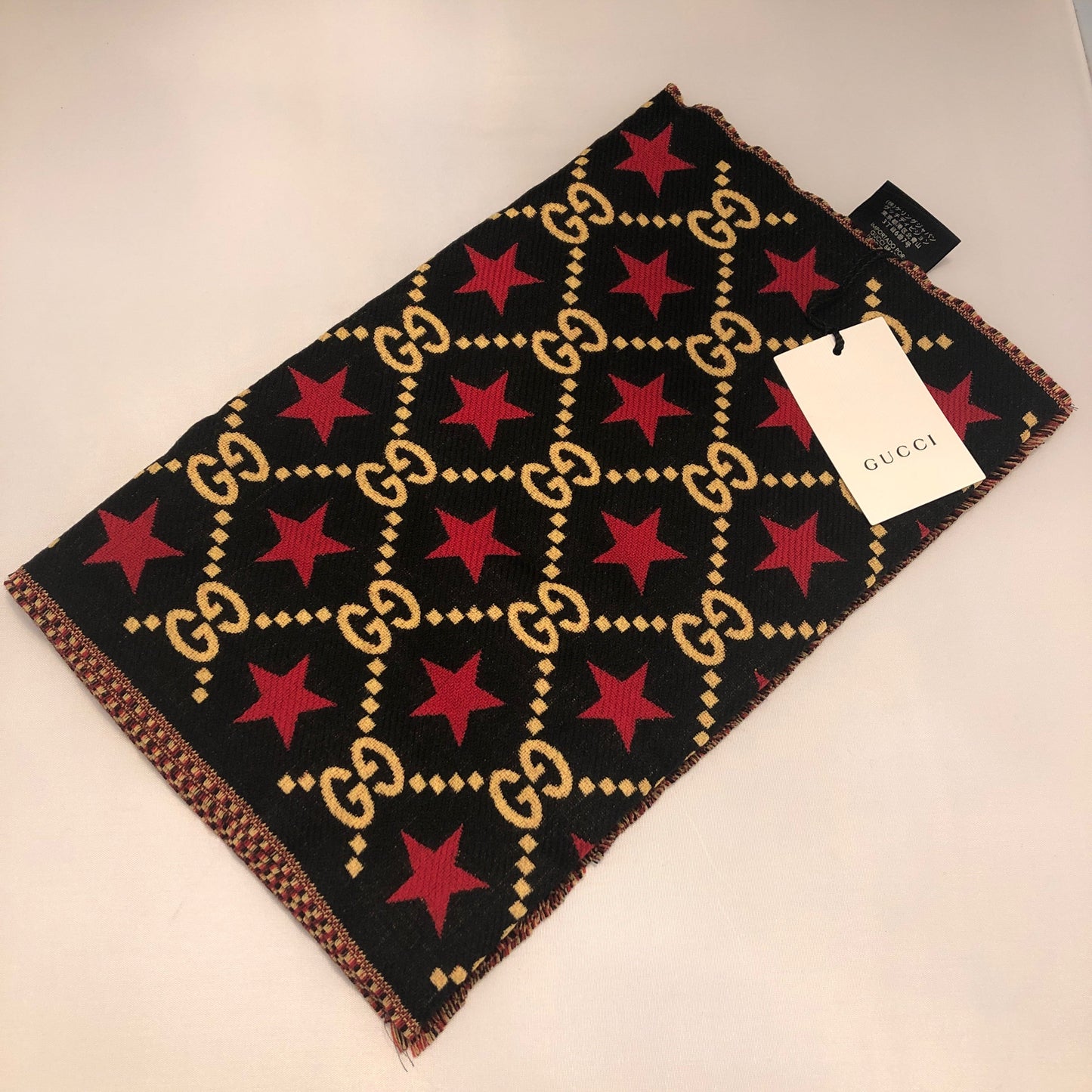 Gucci GG Stars Scarf in Black and Red