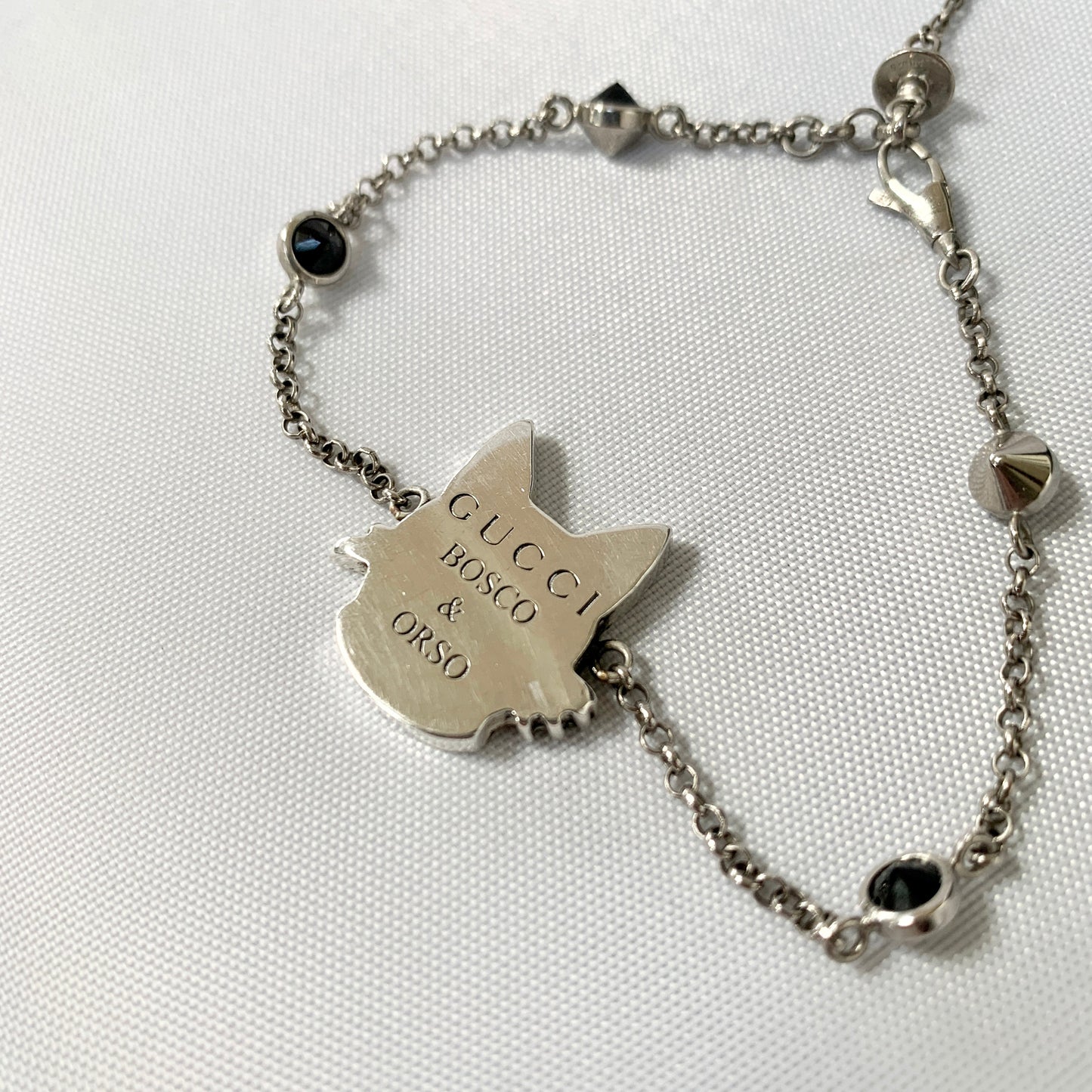 Gucci Bosco Dog Bracelet with Crystals in Sterling Silver