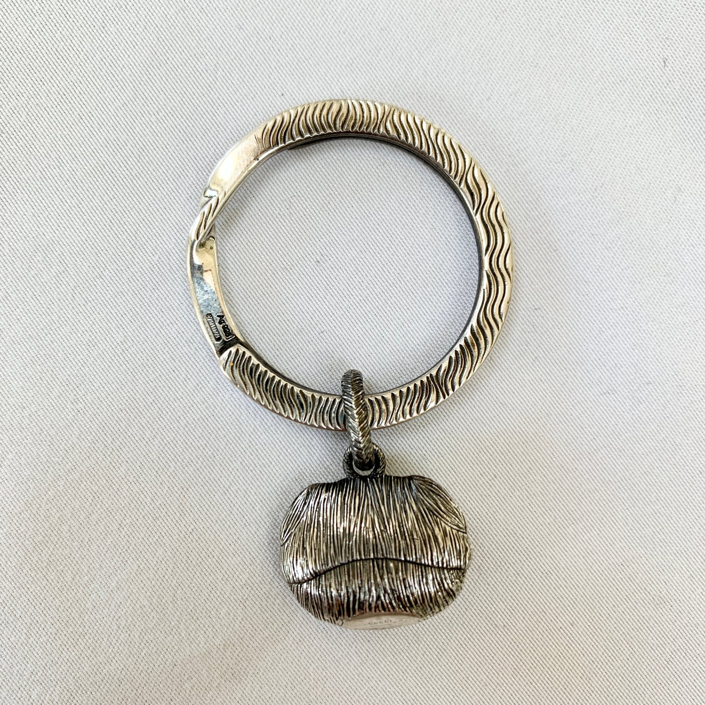 Gucci Bulldog Head Keyring in Sterling Silver