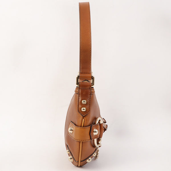 Gucci Horse Bit Plate Mini Handle Bag Brown