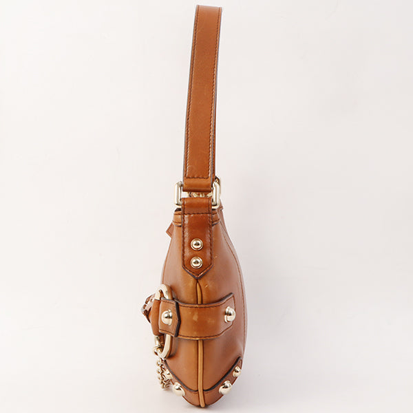 Gucci Horse Bit Plate Mini Handle Bag Brown