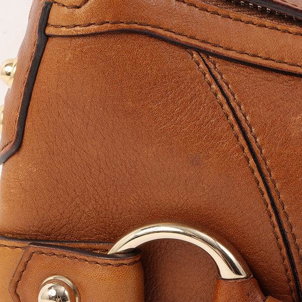 Gucci Horse Bit Plate Mini Handle Bag Brown