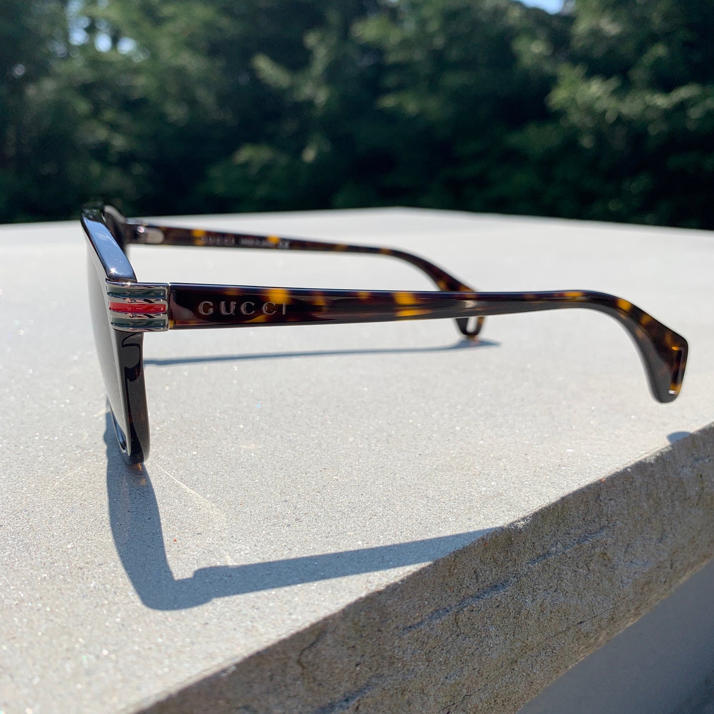 Gucci Web Logo Aviators in Havana Brown