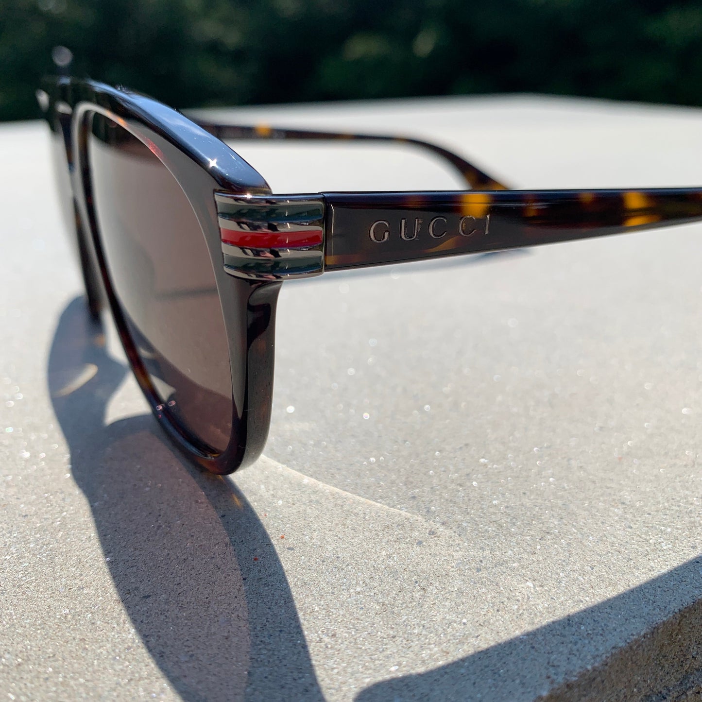 Gucci Web Logo Aviators in Havana Brown