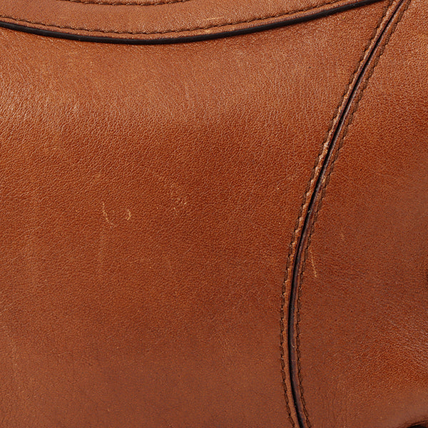 Gucci Horse Bit Plate Mini Handle Bag Brown