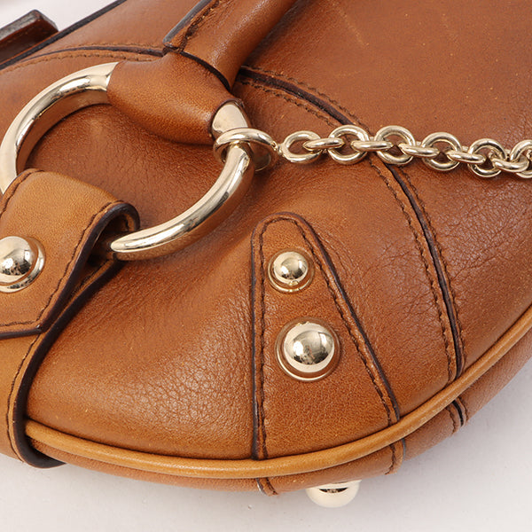Gucci Horse Bit Plate Mini Handle Bag Brown