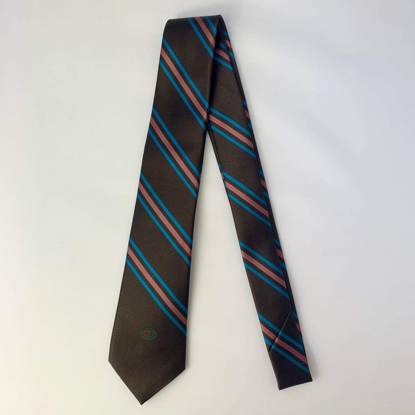 Gucci Gimental Striped Silk Tie in Brown
