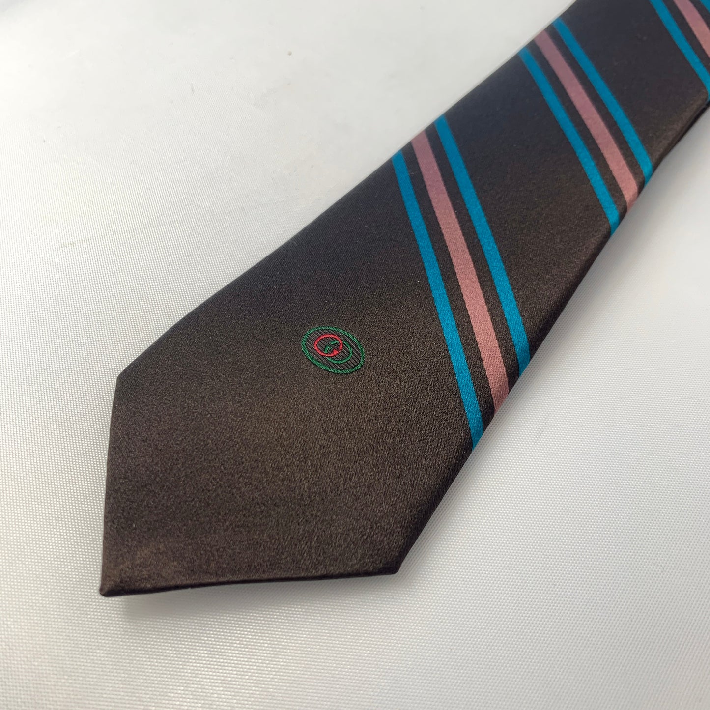 Gucci Gimental Striped Silk Tie in Brown