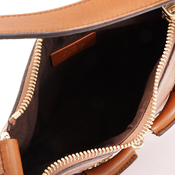 Gucci Horse Bit Plate Mini Handle Bag Brown