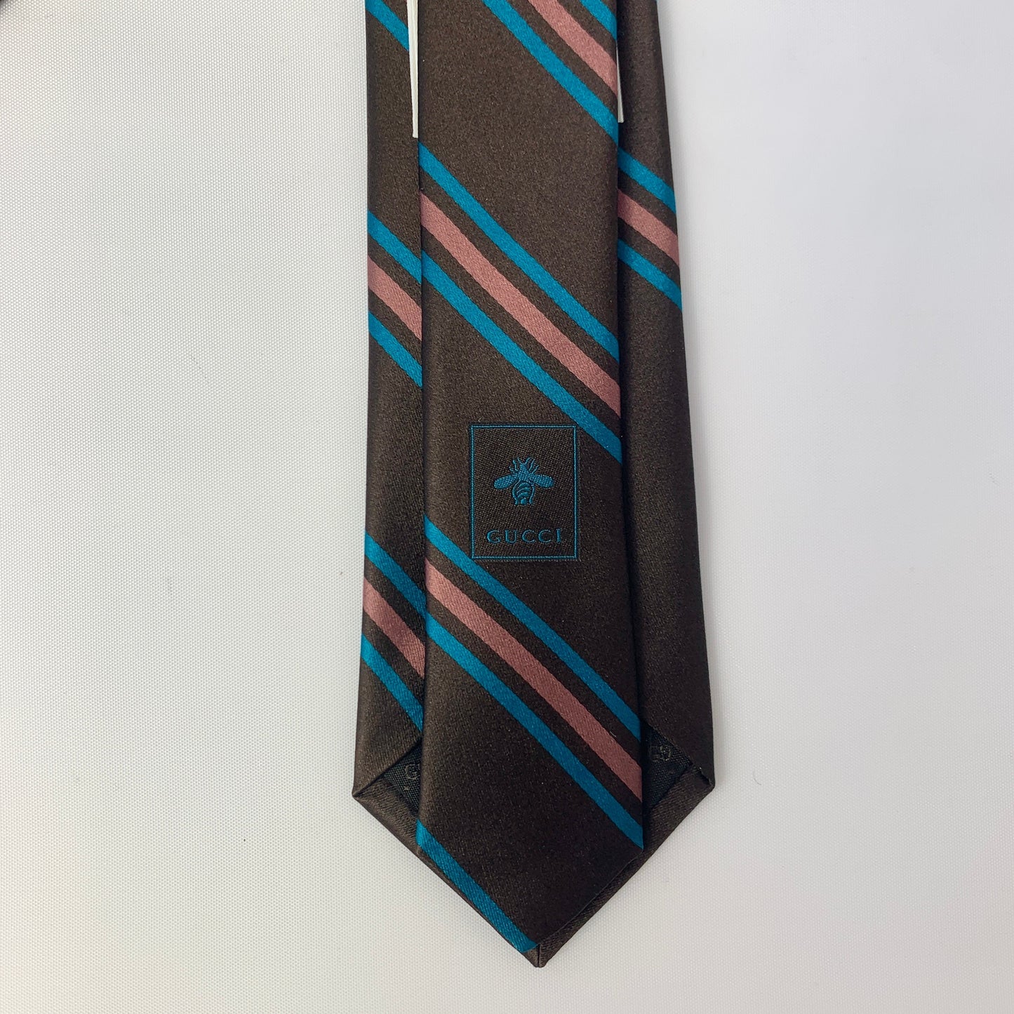 Gucci Gimental Striped Silk Tie in Brown