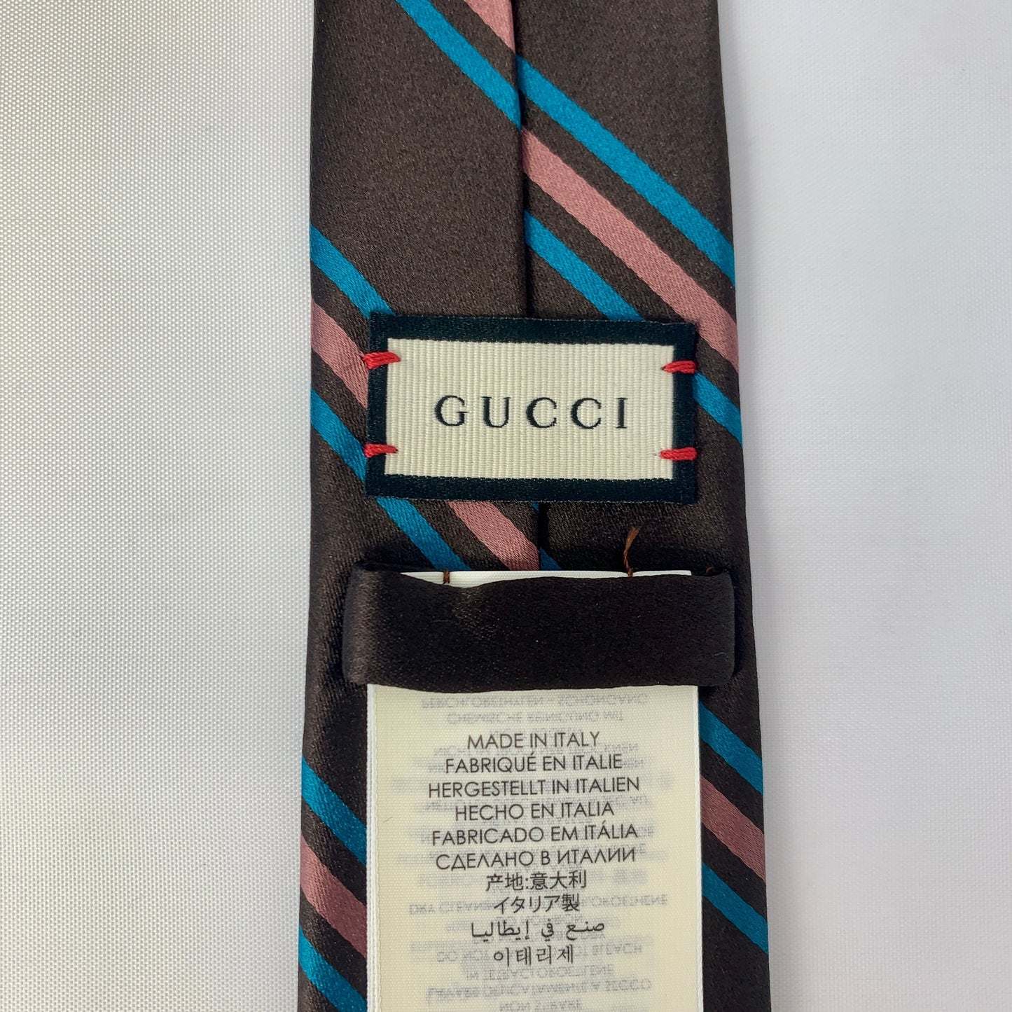 Gucci Gimental Striped Silk Tie in Brown