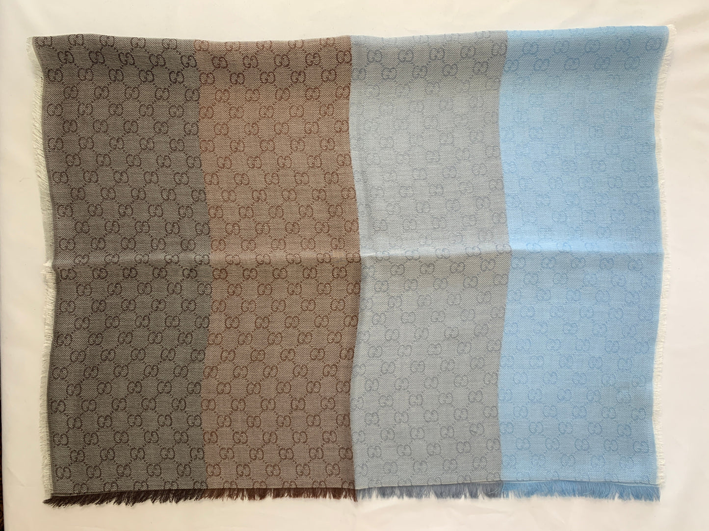 Gucci GG Lenolis Colorblock Scarf in Blue and Brown