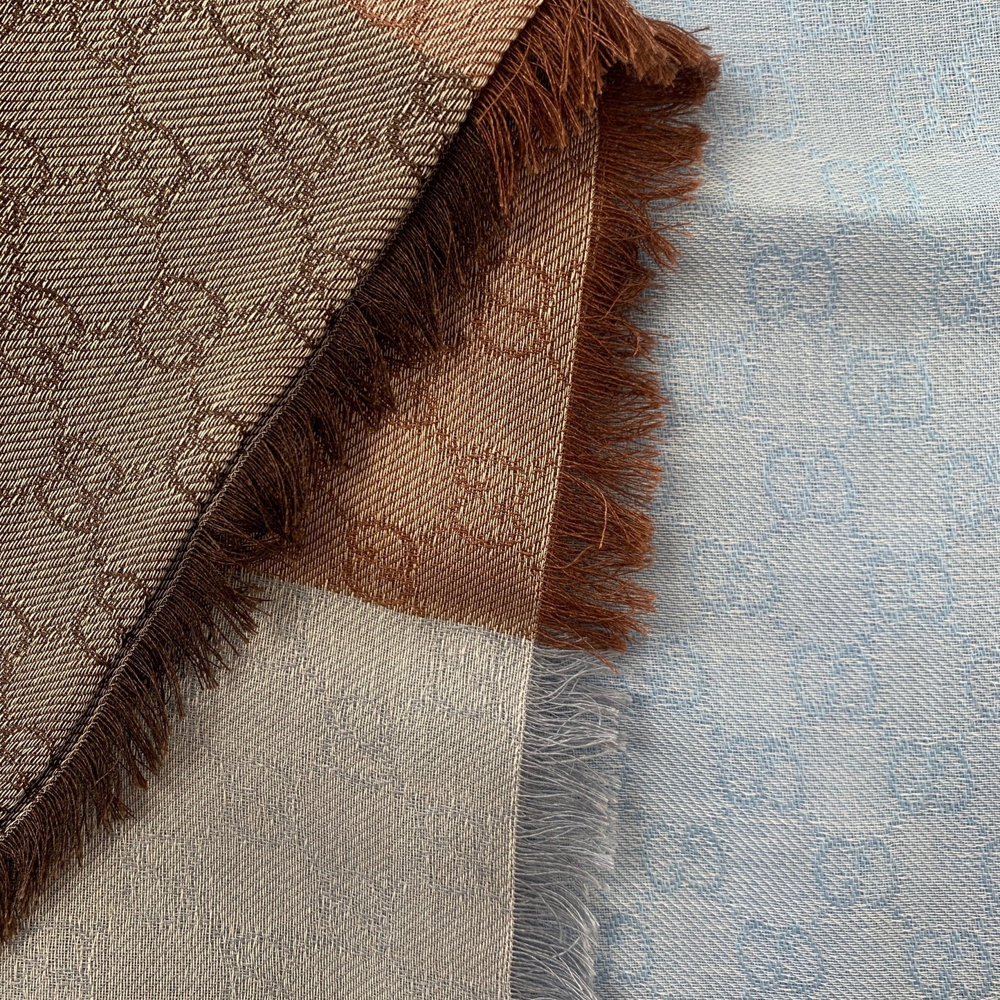 Gucci GG Lenolis Colorblock Scarf in Blue and Brown