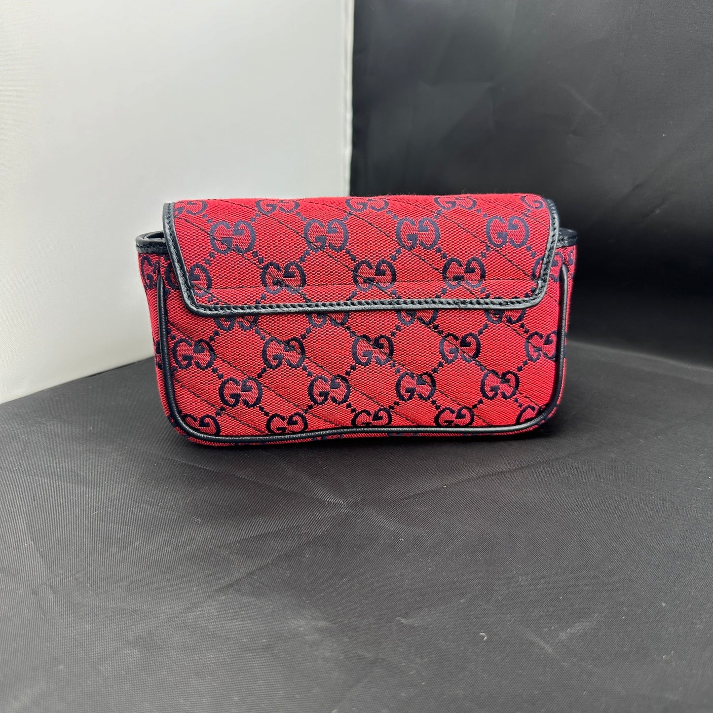 Gucci Monogram Multicolor Super Mini GG Marmont in Red with Floral Embroidery