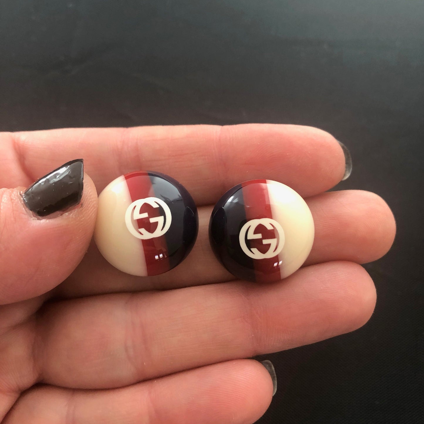 Gucci Sylvie Resin Web Stud Earrings in Blue and Red