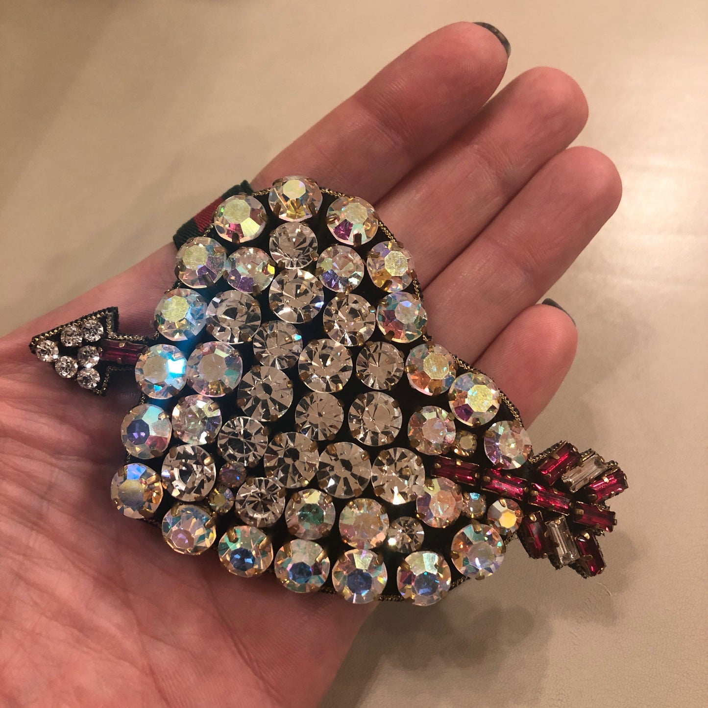 Gucci Web Crystal Heart Bracelet in Red