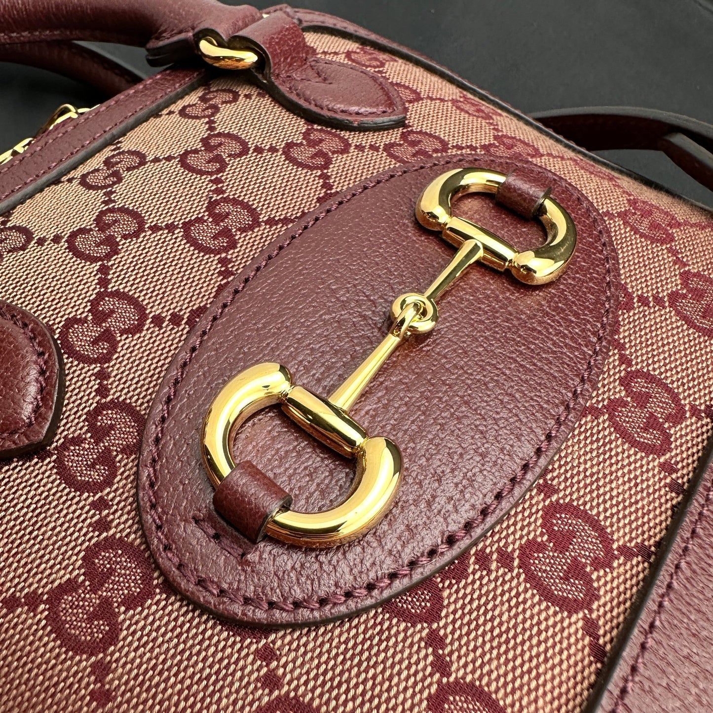 Gucci Horsebit 1955 GG Mini Bag in Burgundy