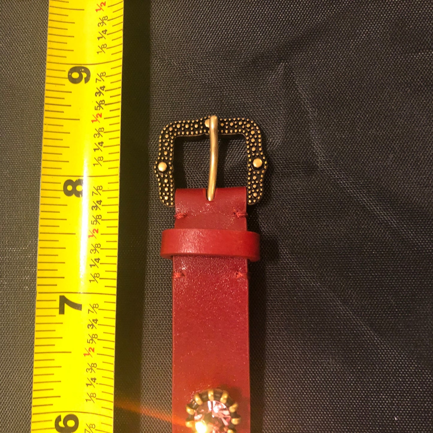 Gucci Crystal Feline Head Leather Bracelet in Red