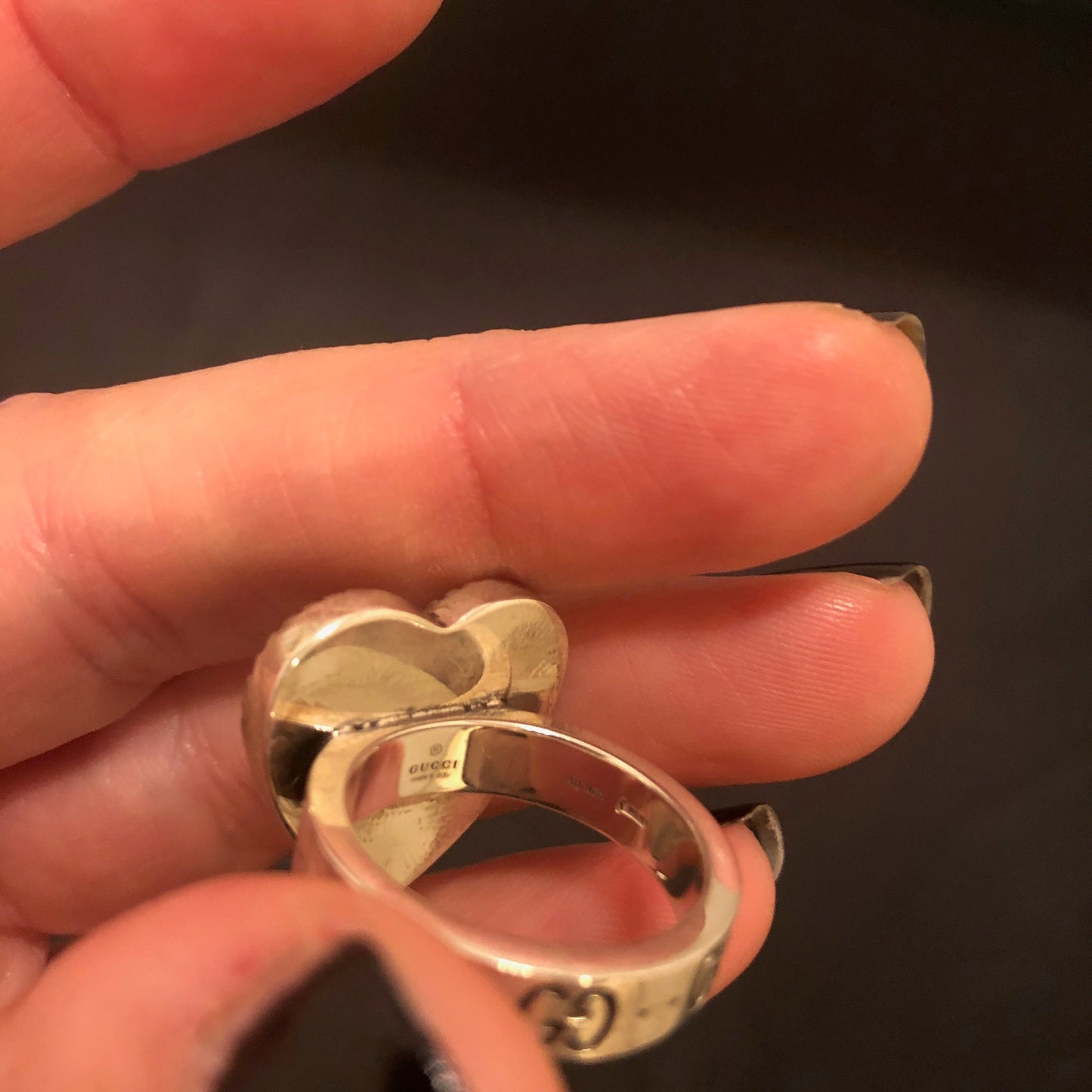 Gucci Enamel Heart Ring in Silver