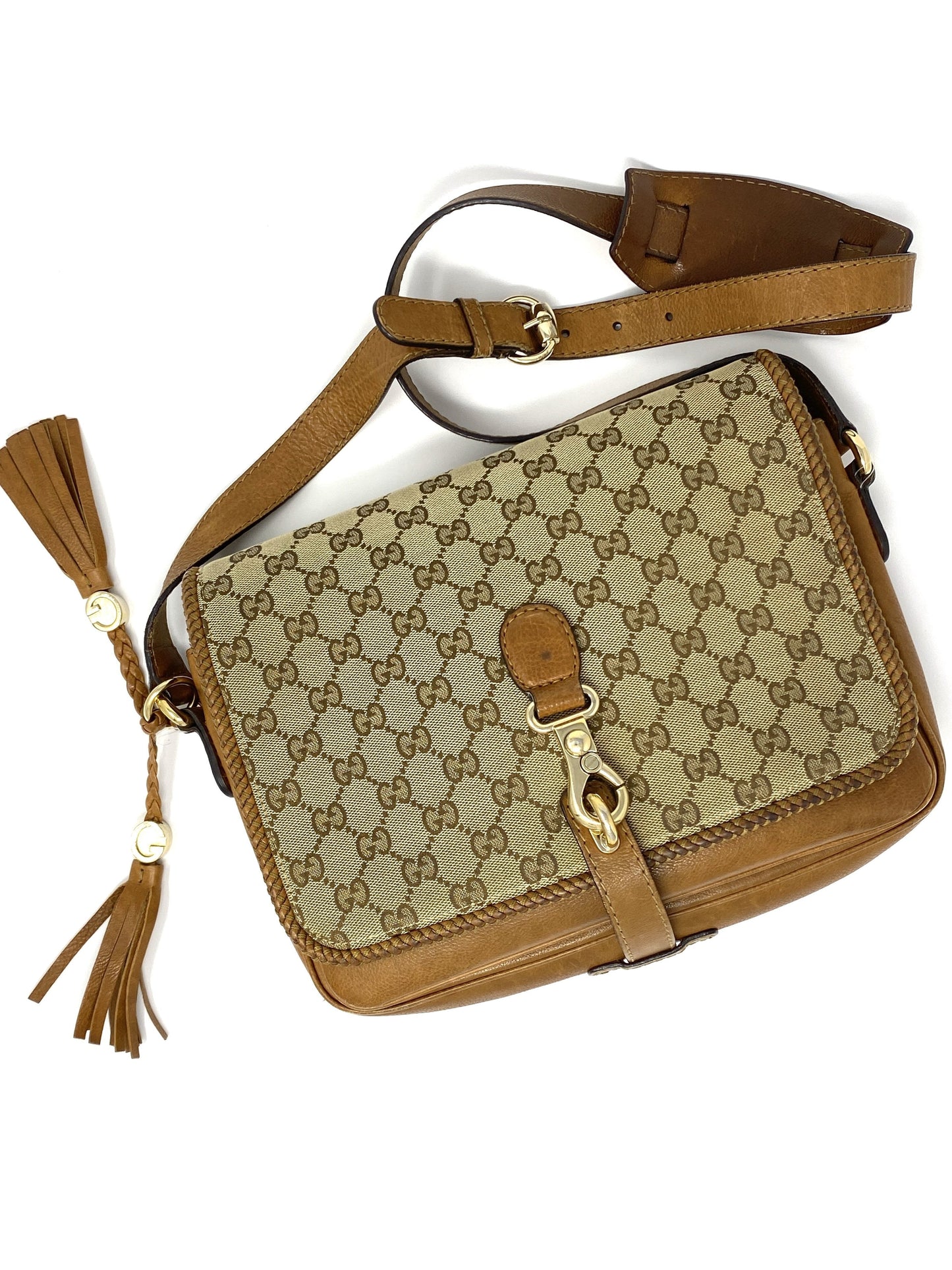 GUCCI MARRAKECH MESSENGER GG CANVAS MEDIUM IN BEIGE/BROWN
