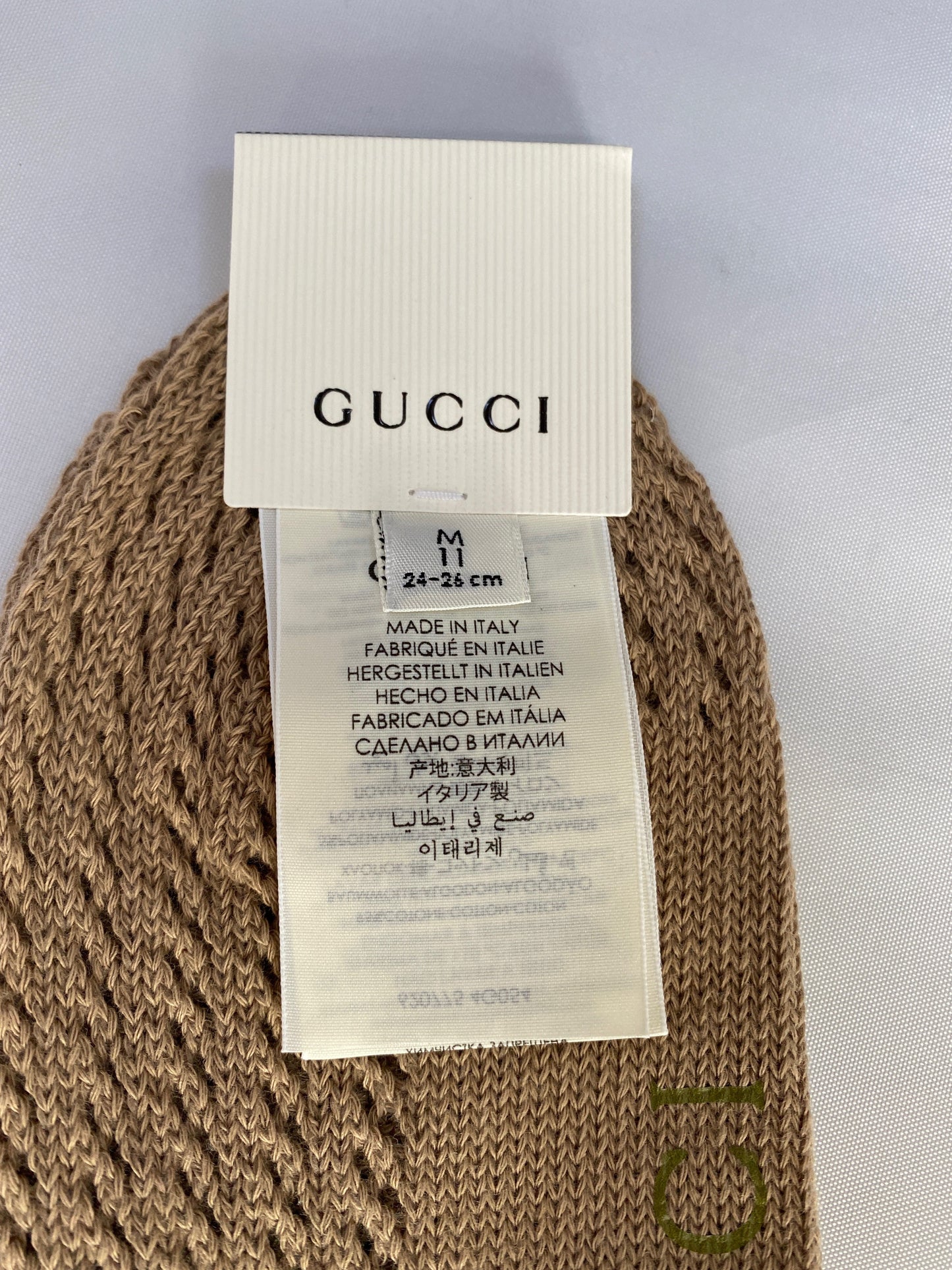 Gucci Boutique Knit Socks with GG Logos in Beige
