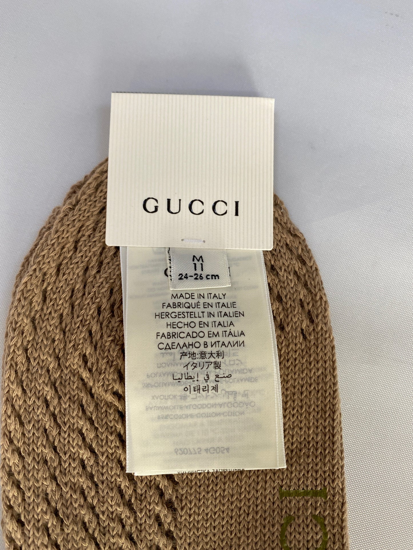 Gucci Boutique Knit Socks with GG Logos in Beige