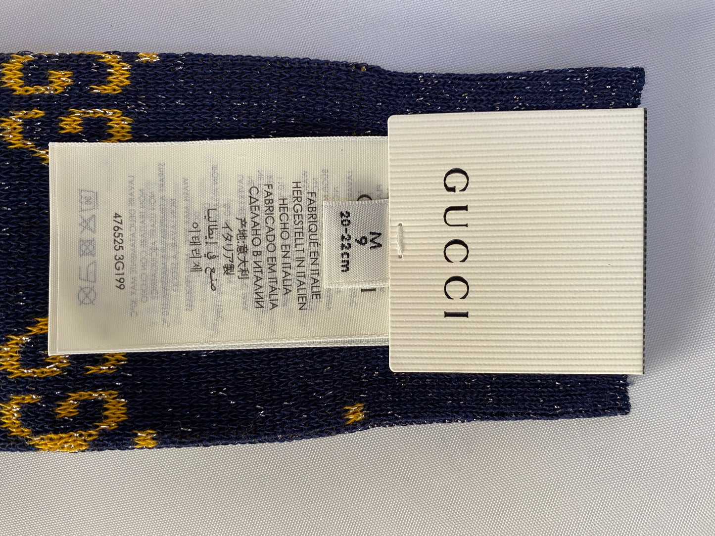 Gucci GG Socks in Blue with Gold Lamé GG